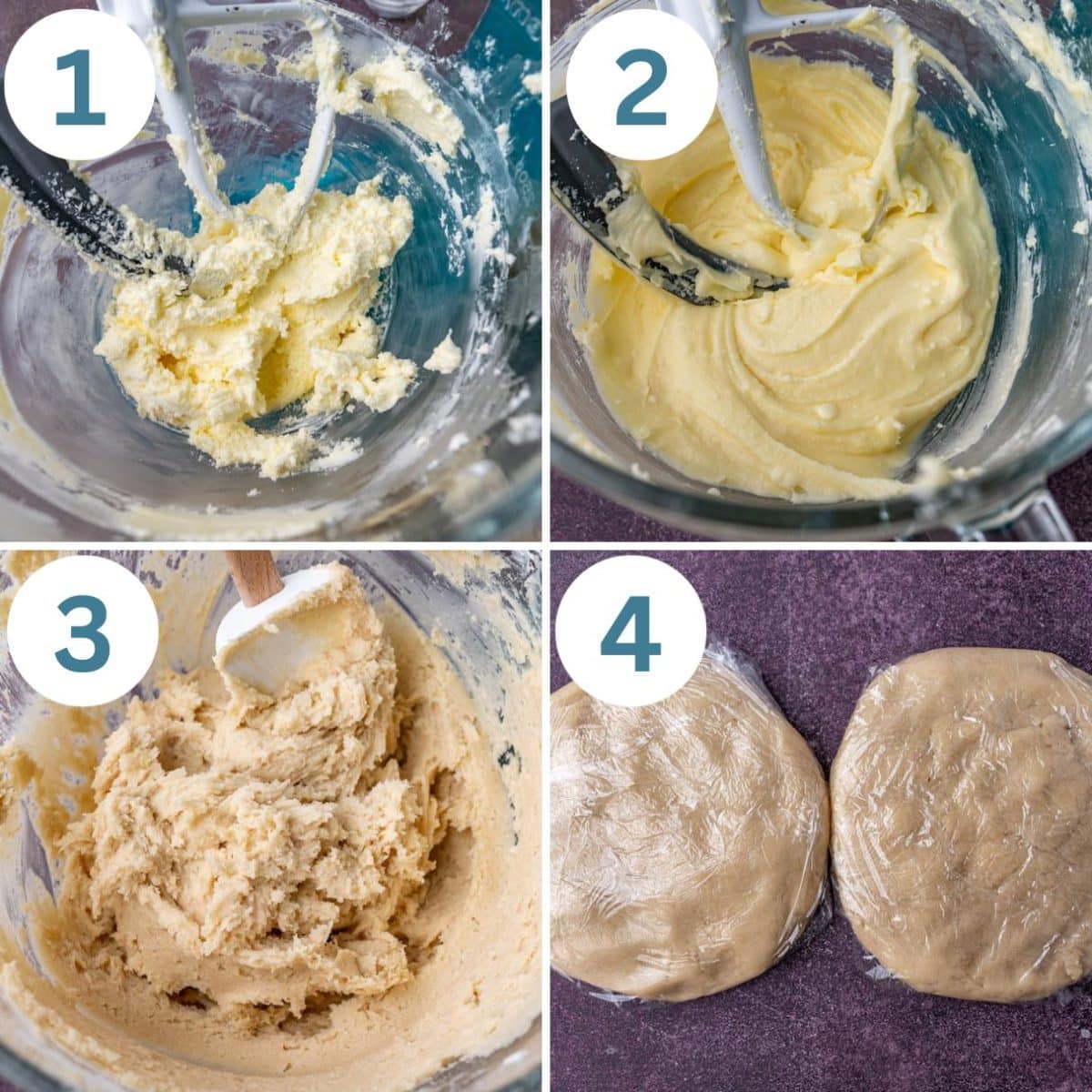 collage of how to make sugar cookie dough