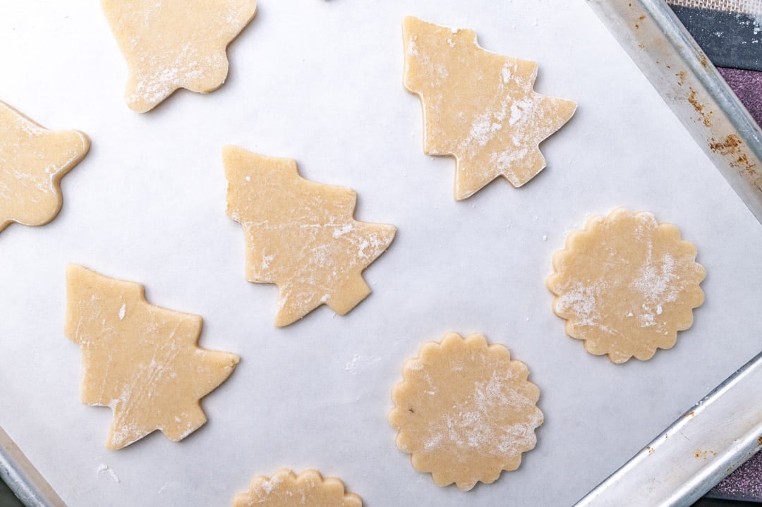 unbaked cream cheese sugar cookies on a pan