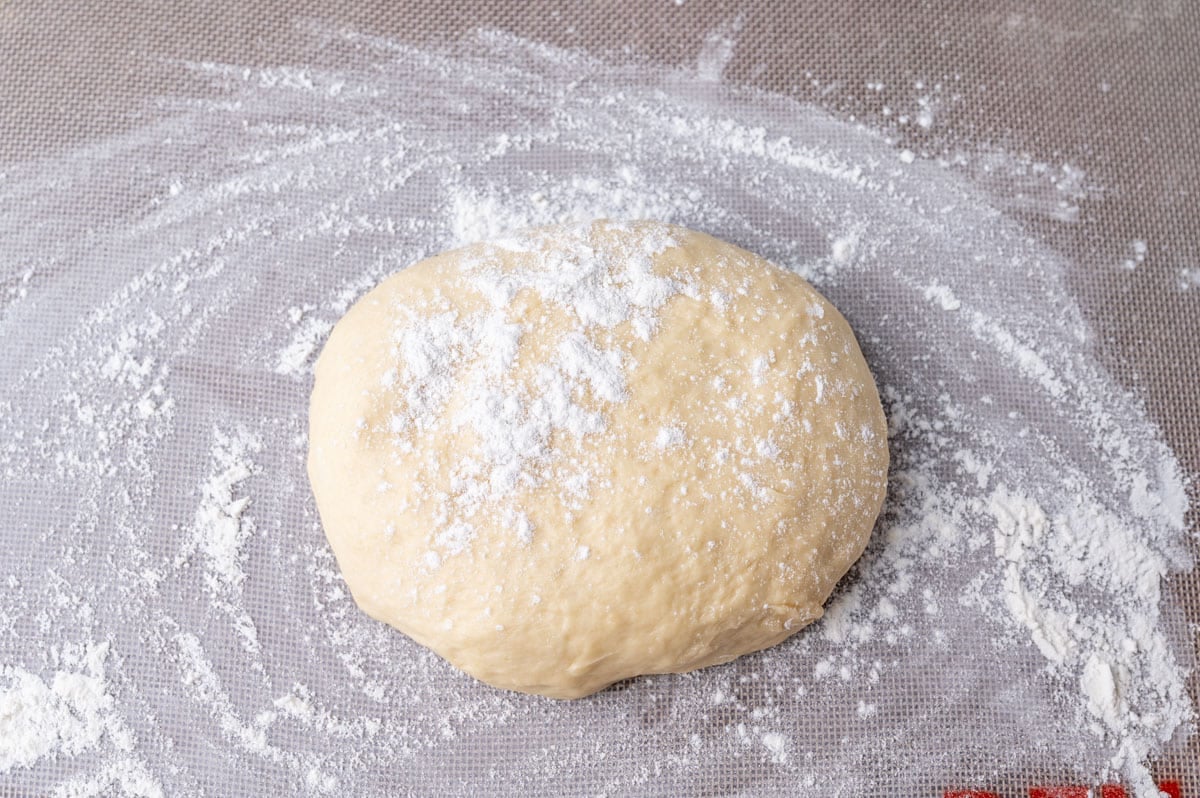 sticky bun dough on a lightly floured surface
