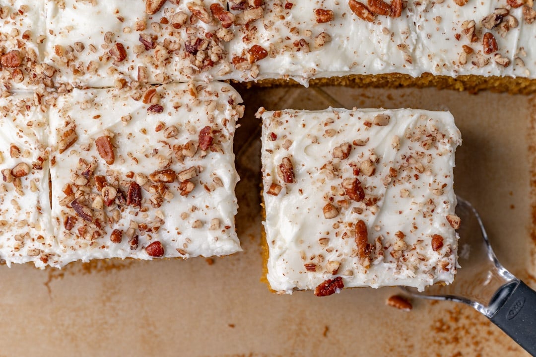 overhead view of paula deen pumpkin bars