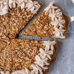 a slice of pumpkin cookie cake on a spatula