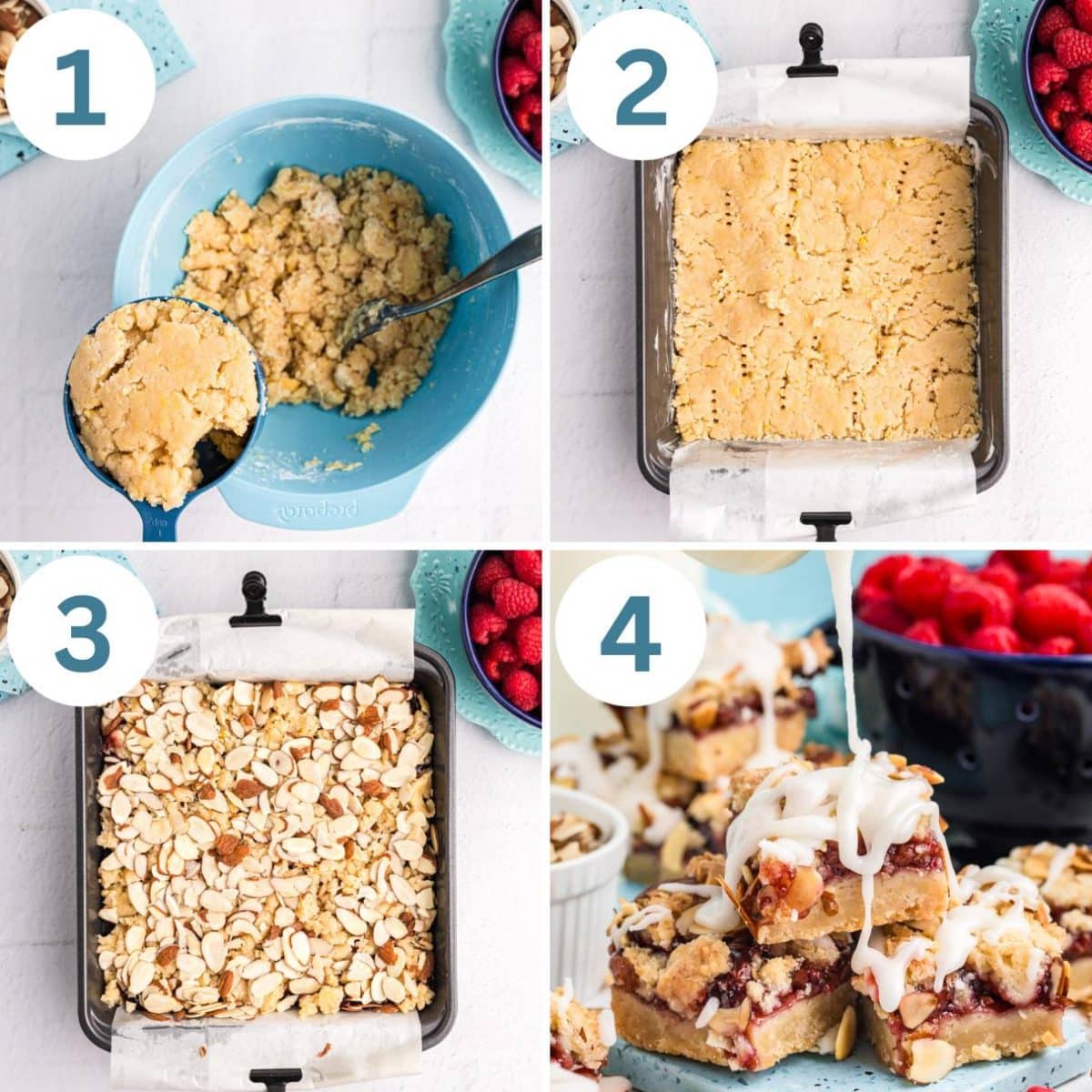how to make almond raspberry bars in 4 steps