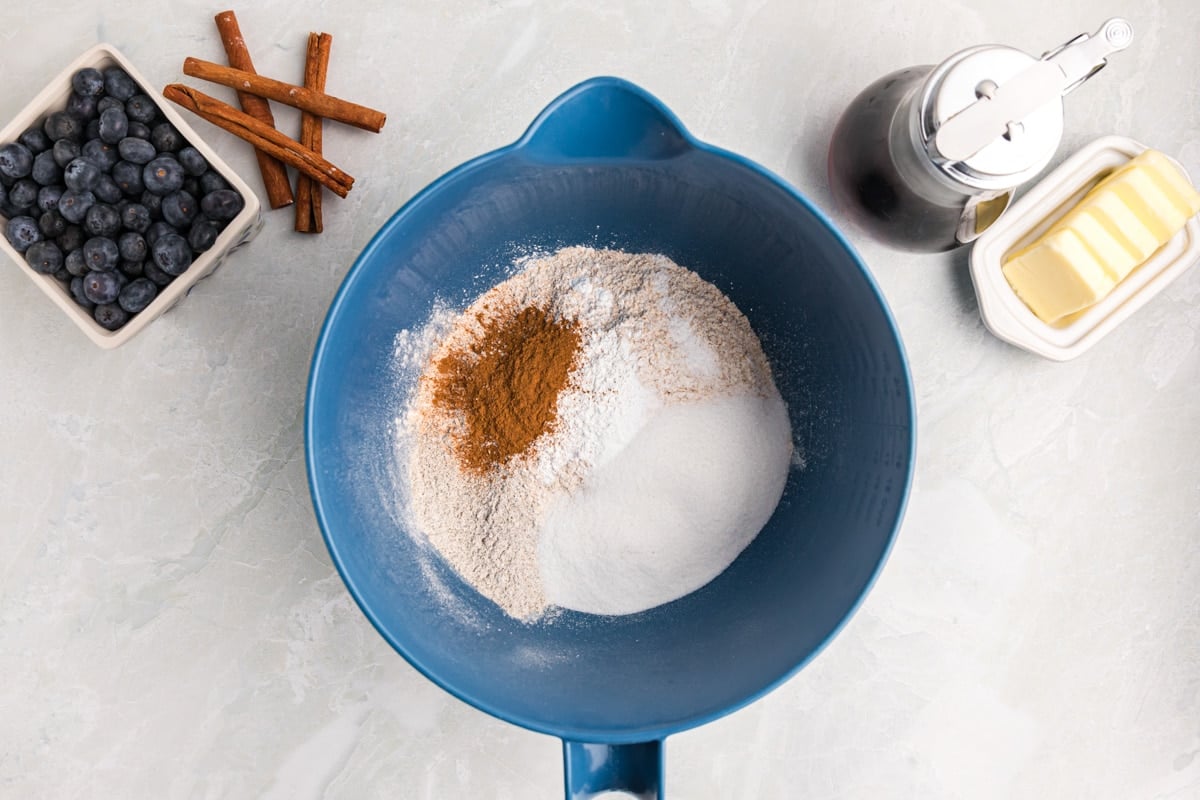 dry ingredients for pancakes in a bowl