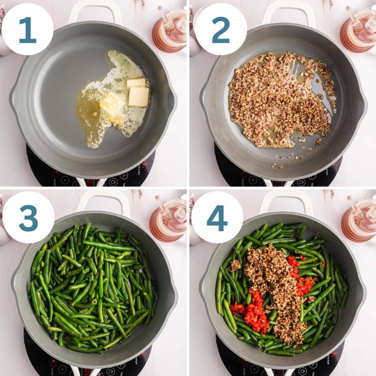 collage of how to make christmas green beans