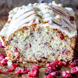 half of a loaf of cranberry pecan bread