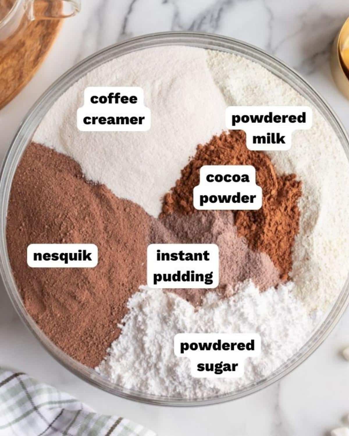 ingredients for hot chocolate mix in a bowl