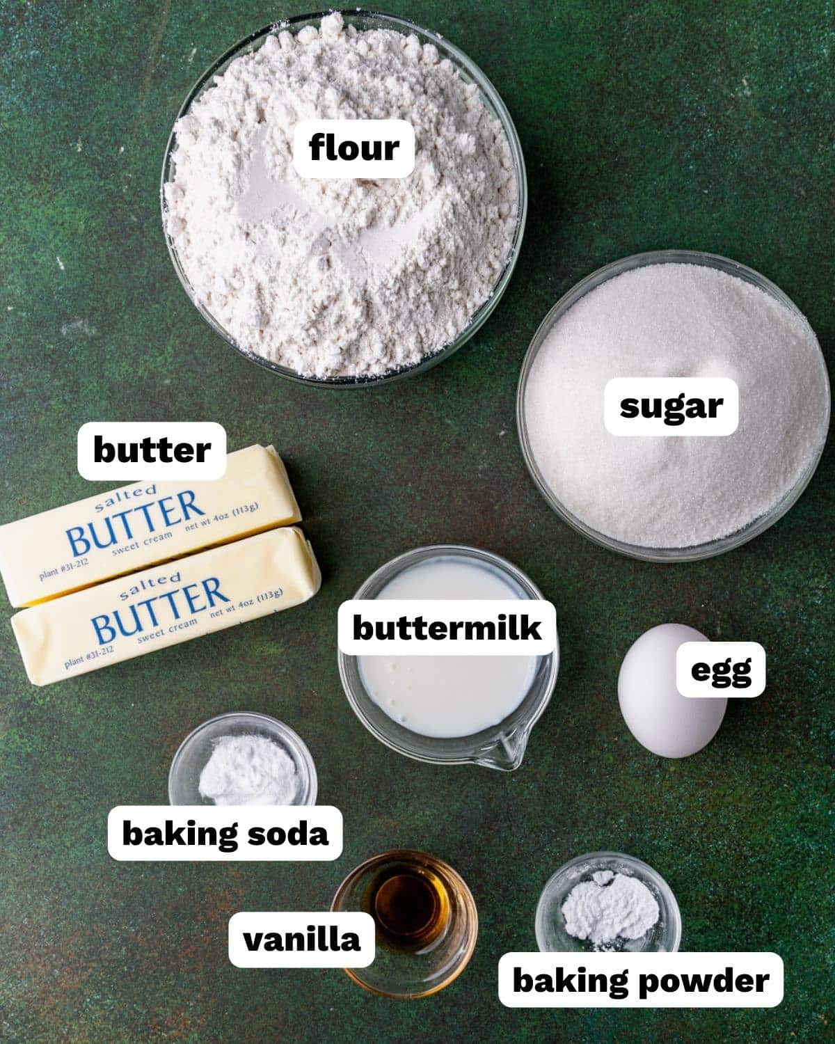 ingredients for copycat pillsbury sugar cookies on a table