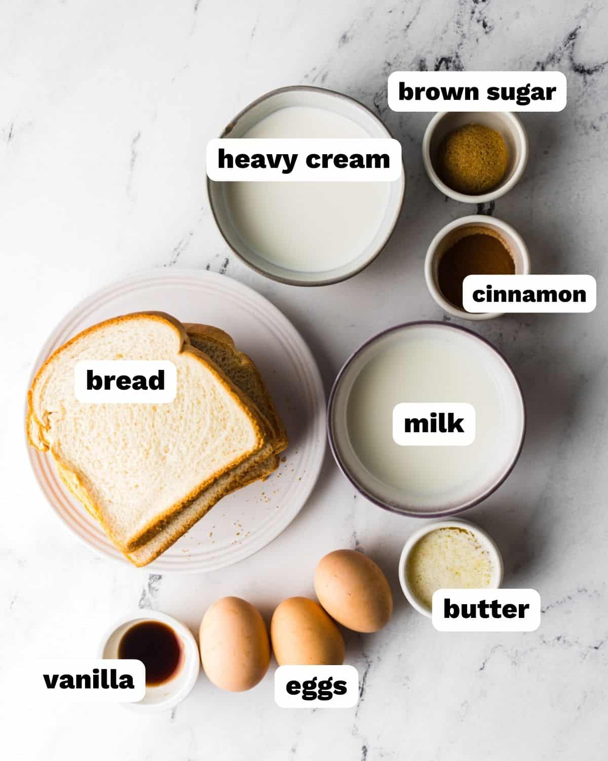 ingredients for baked french toast on a table