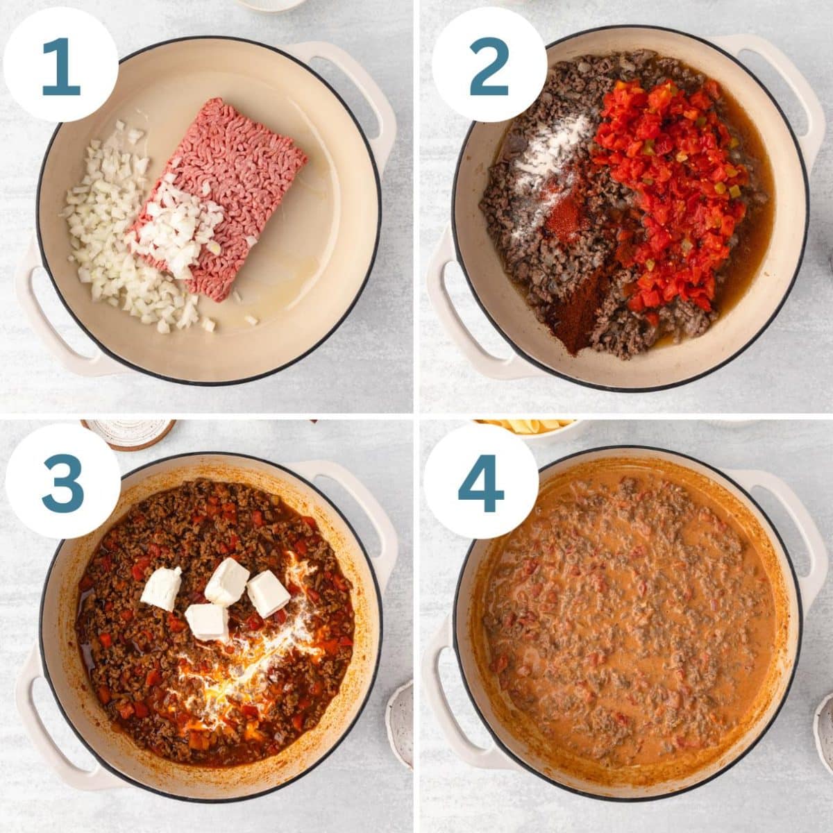 collage of how to make rotel pasta