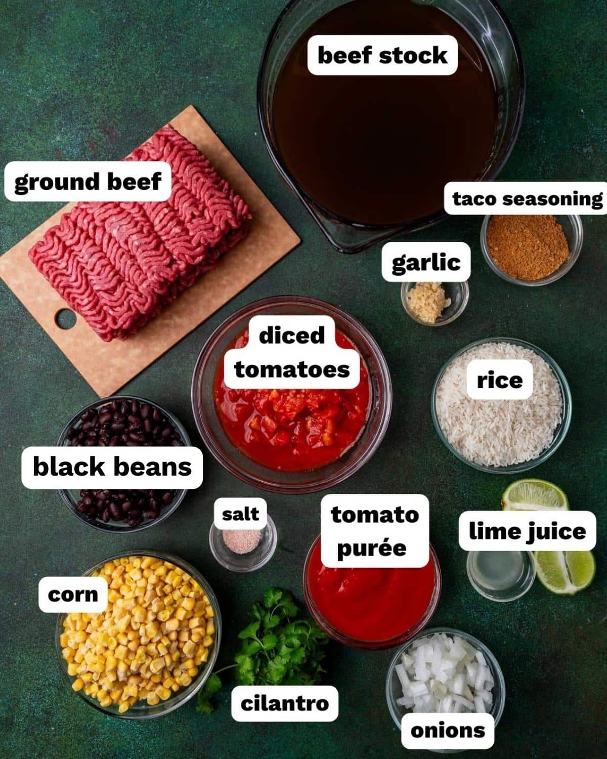 ingredients for mexican beef and rice soup