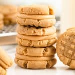a stack of 3 peanut butter sandwich cookies