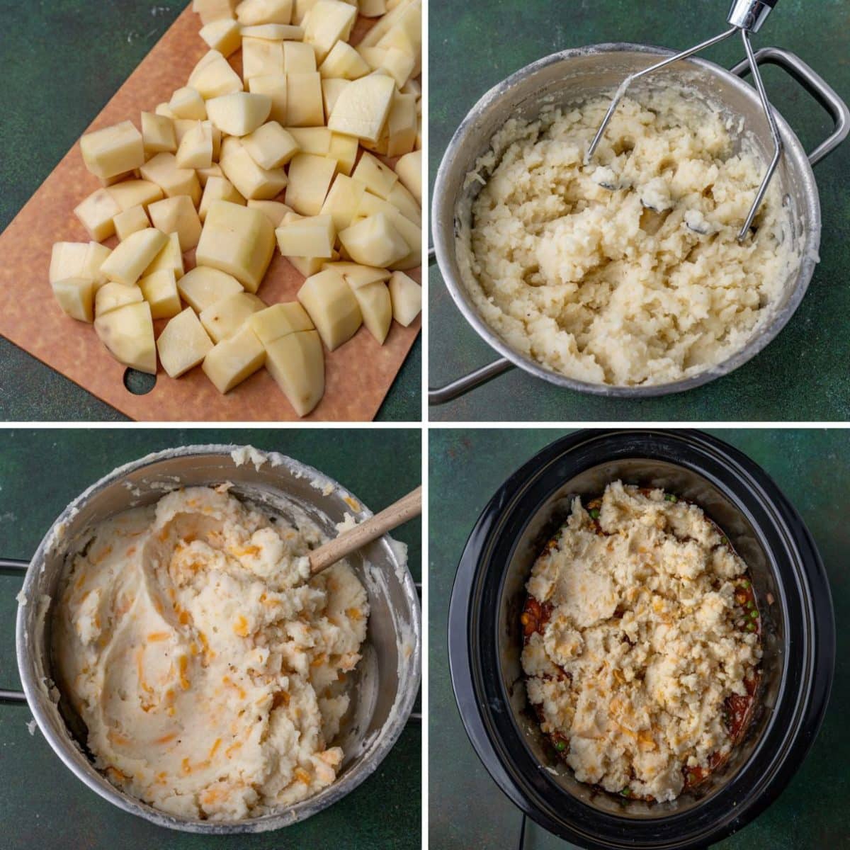 collage of how to make mashed potatoes