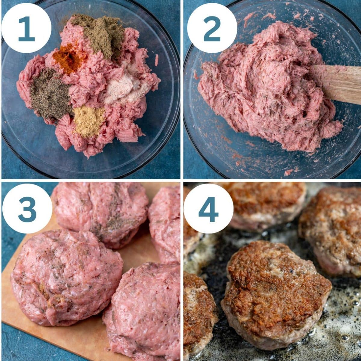 collage of how to make turkey breakfast sausage