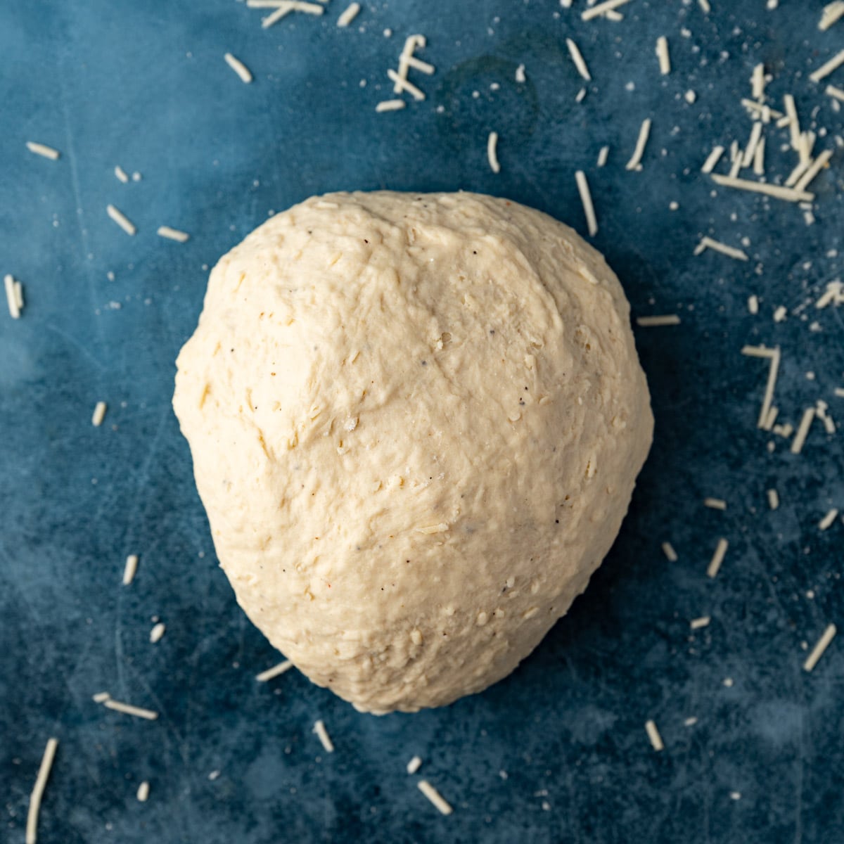 asiago bread dough on a counter