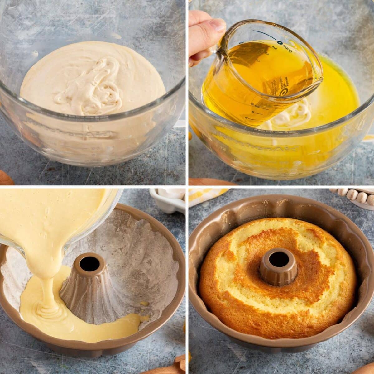 collage of how to make lemon pound cake with cake mix