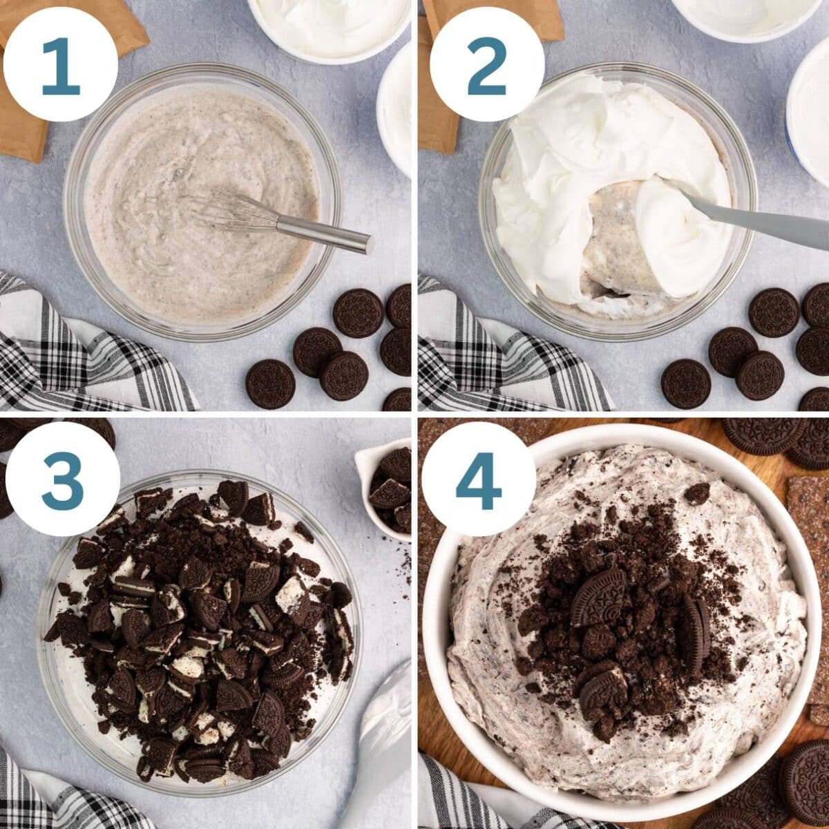 collage of how to make oreo fluff