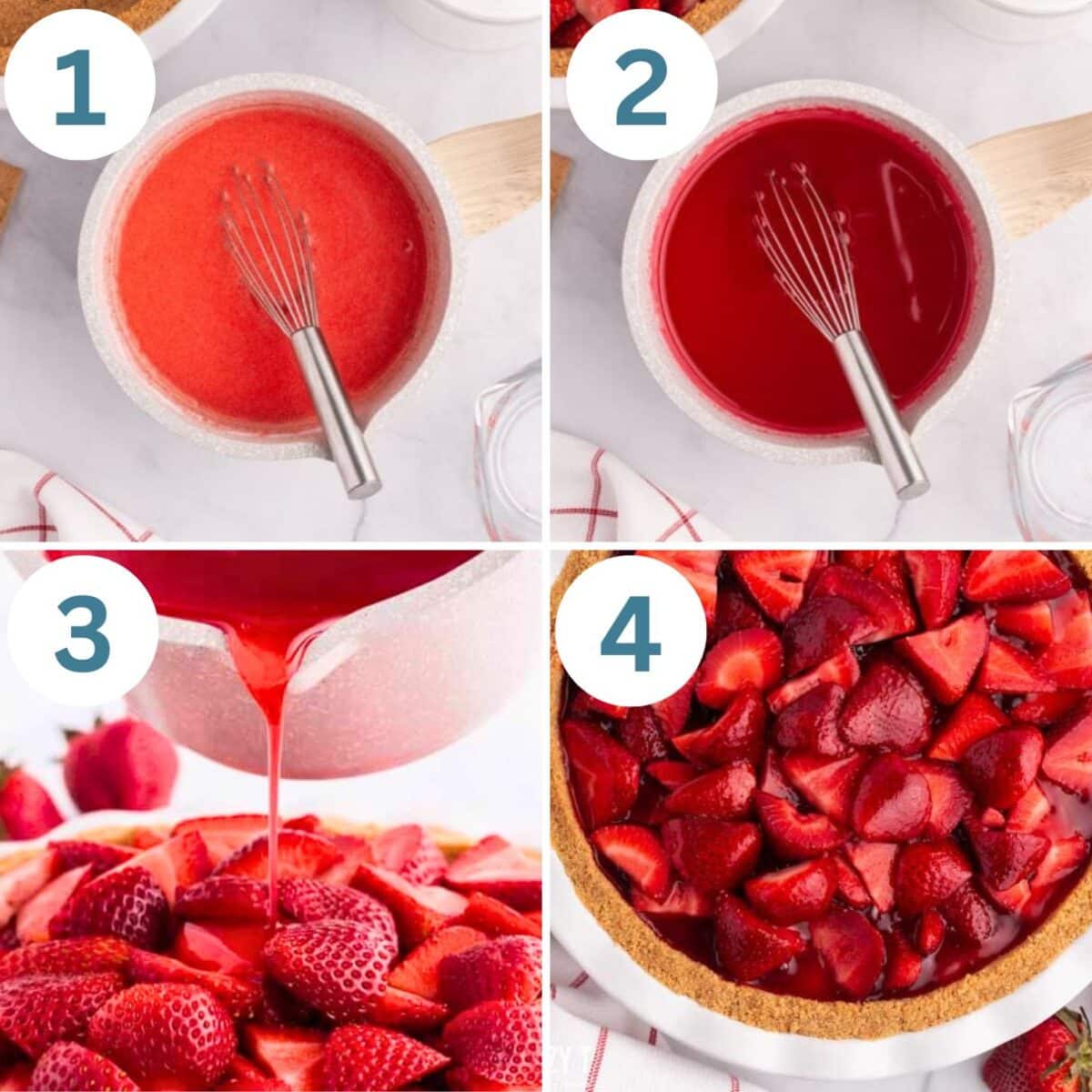 collage of how to make strawberry pie with jello