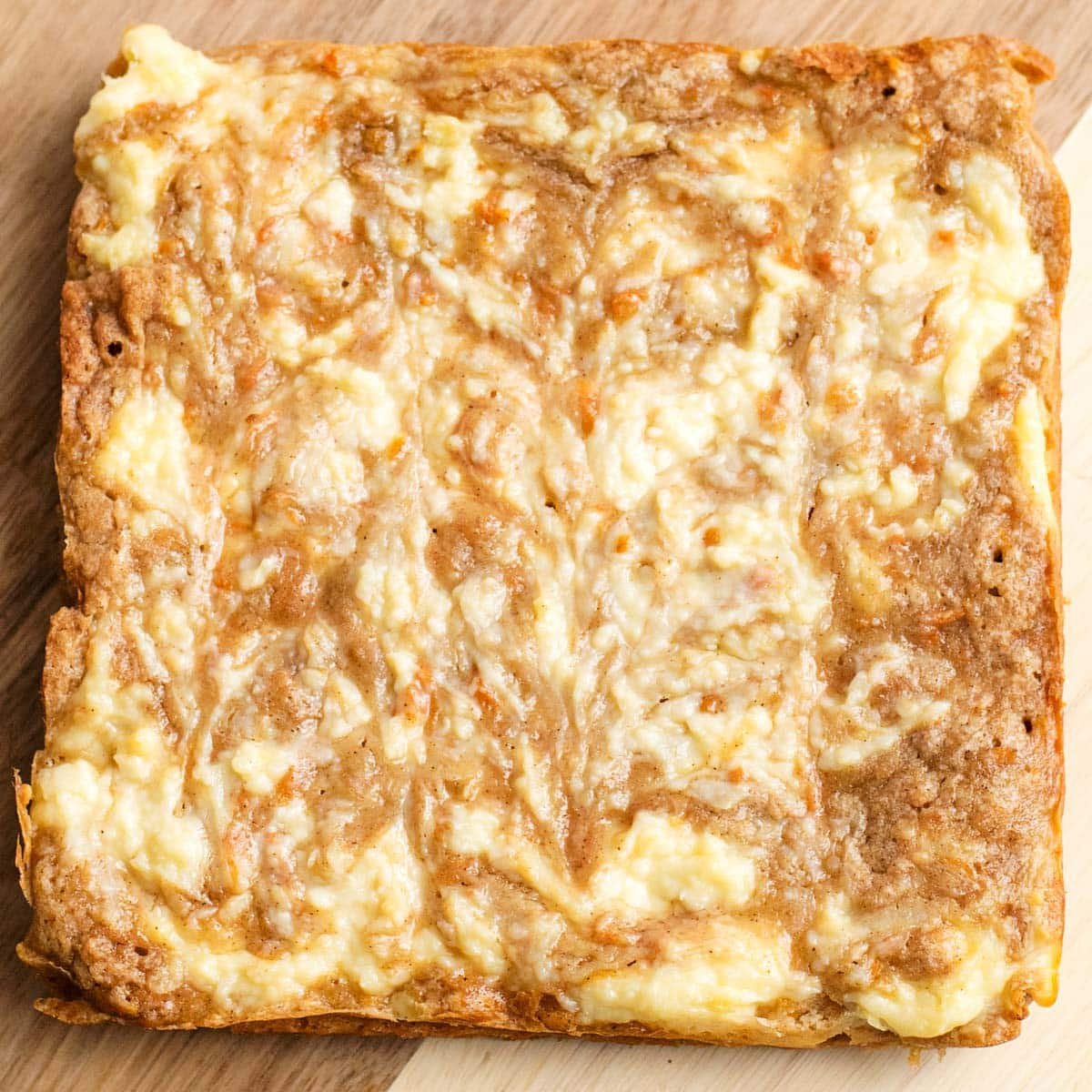 overhead view of carrot cake cheesecake bars