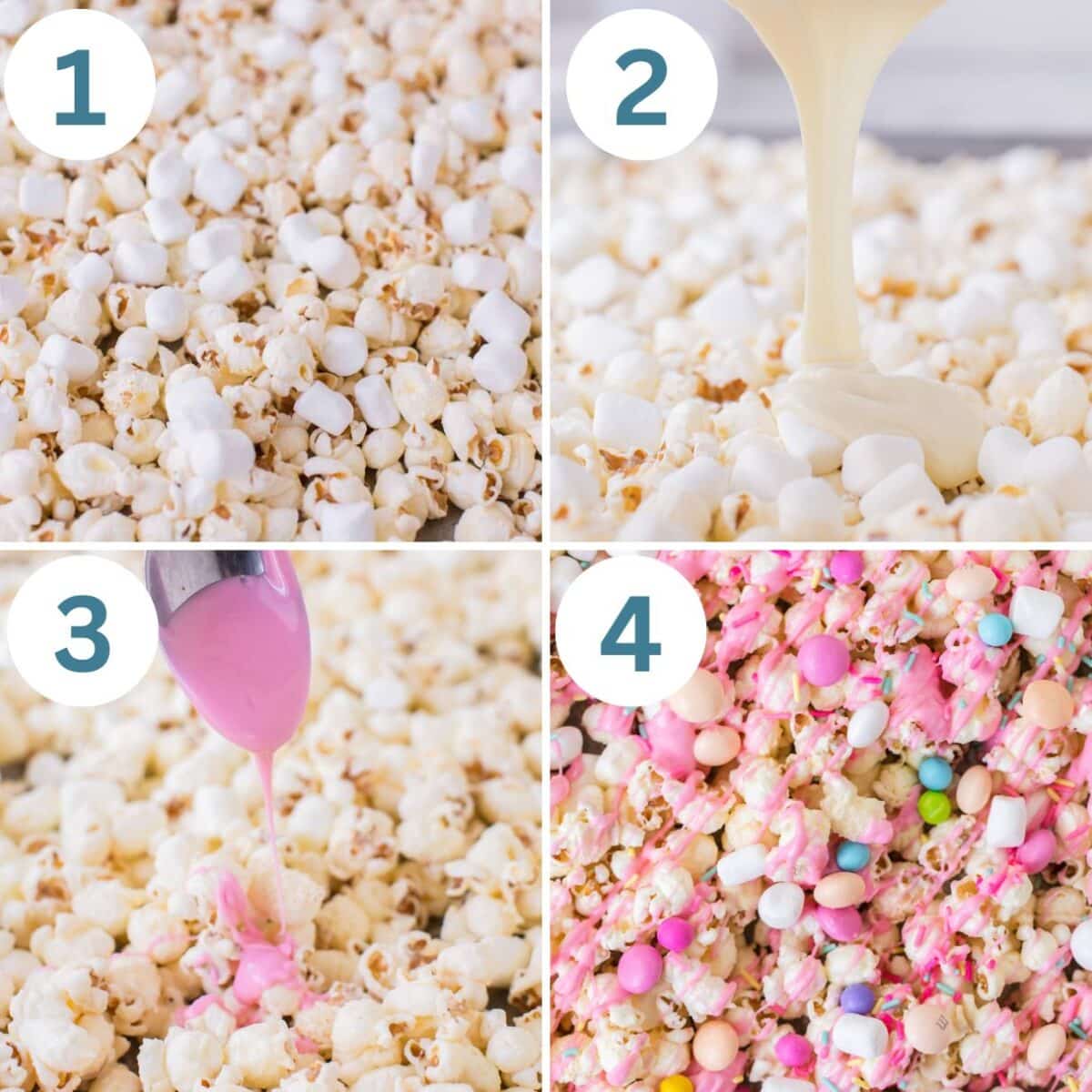 collage of how to make easter popcorn
