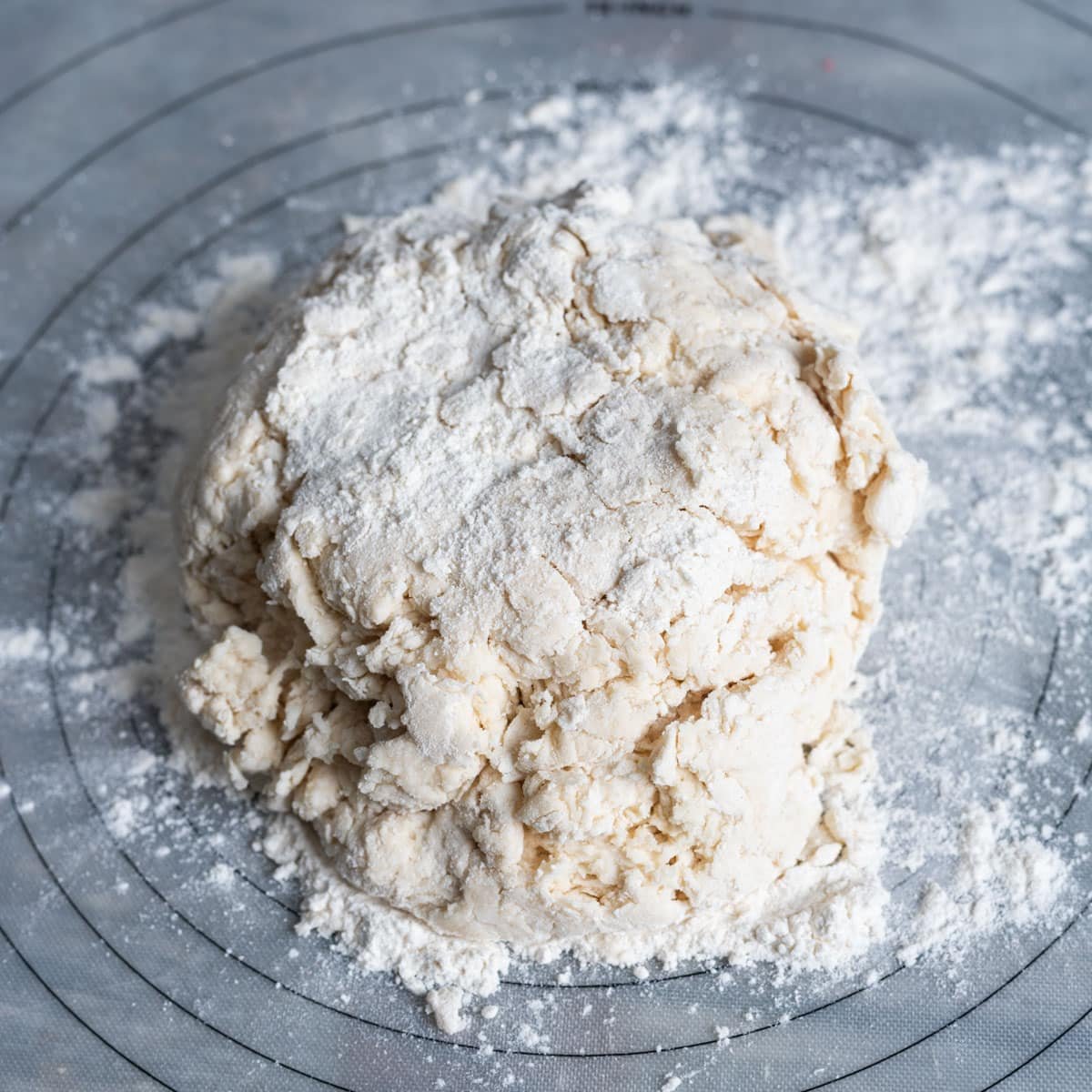 unkneaded dough on a pastry mat