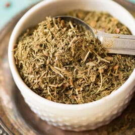 closeup of italian seasoning in a bowl