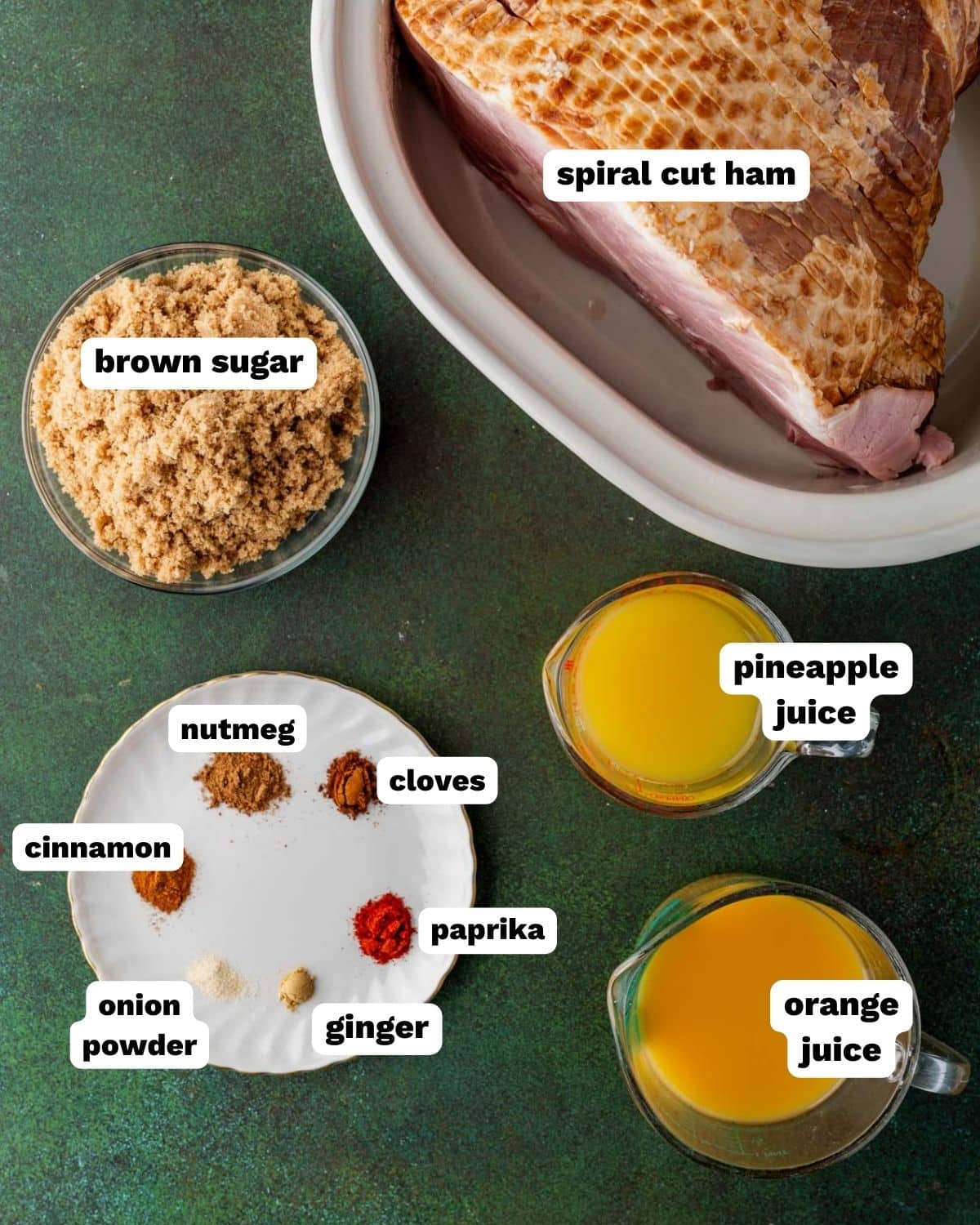 ingredients for slow cooker ham on a table