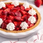 closeup of a strawberry pie with jello