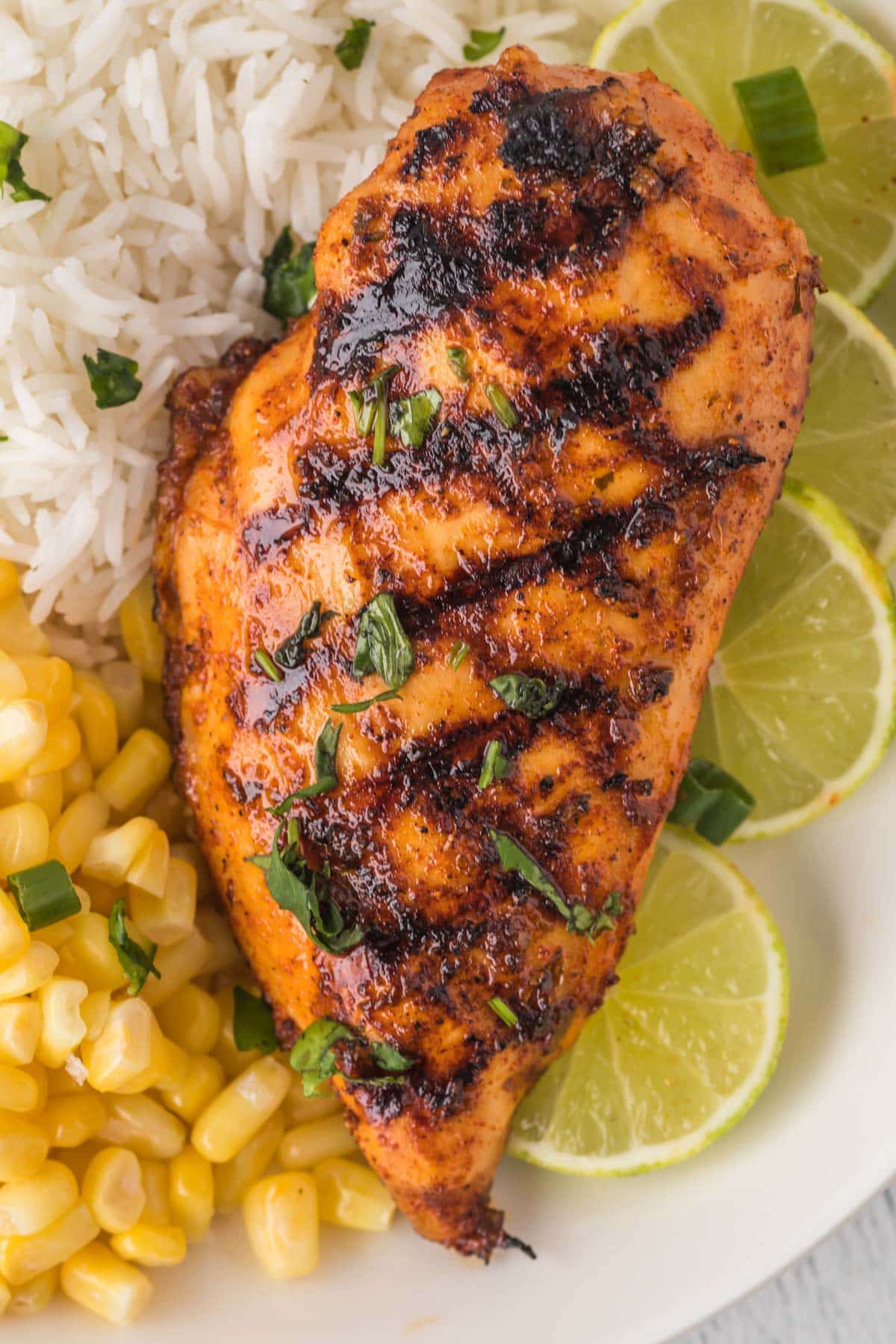 a piece of grilled chicken with mexican marinade on a plate