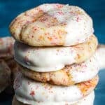 a stack of starbucks confetti copycat cookies