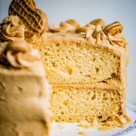 closeup of peanut butter nutter butter cake