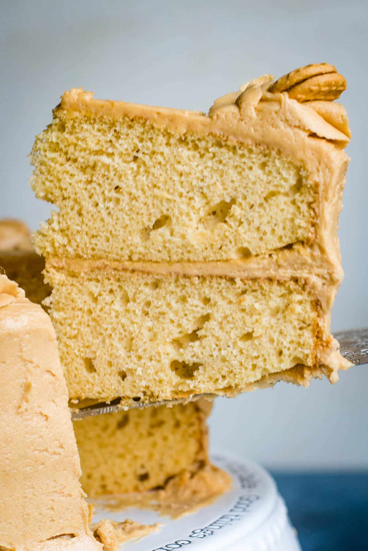 a slice of nutter butter cake on a spatula