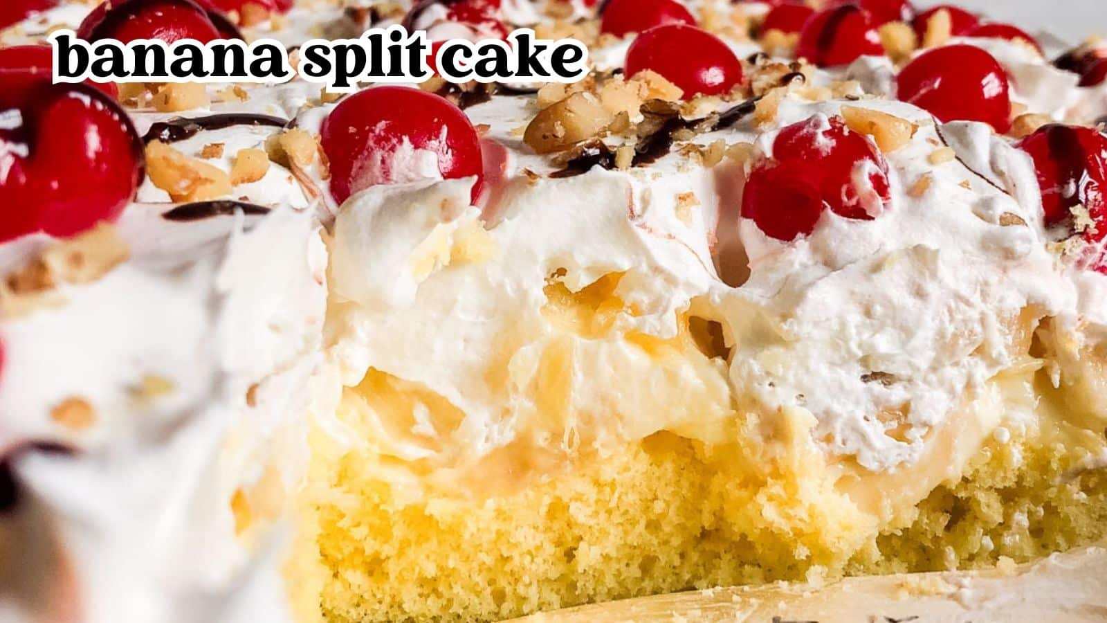 Banana Split Cake [www.tastesoflizzyt.com]