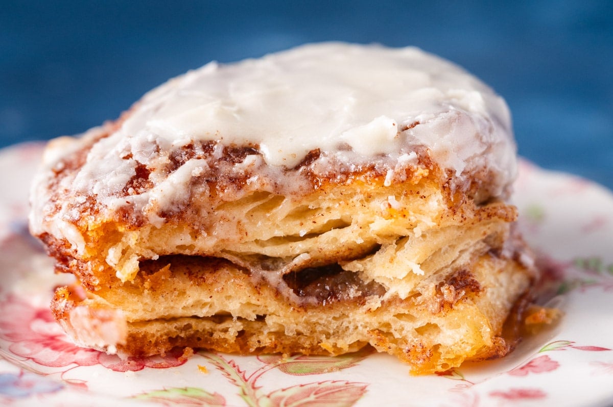 cinnamon roll biscuits on a plate