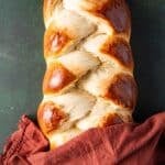 closeup of egg twist bread on a table