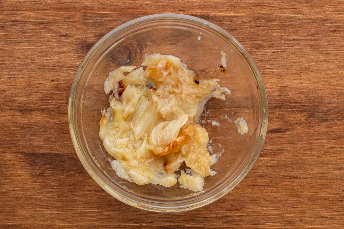 mashed roasted garlic in a bowl