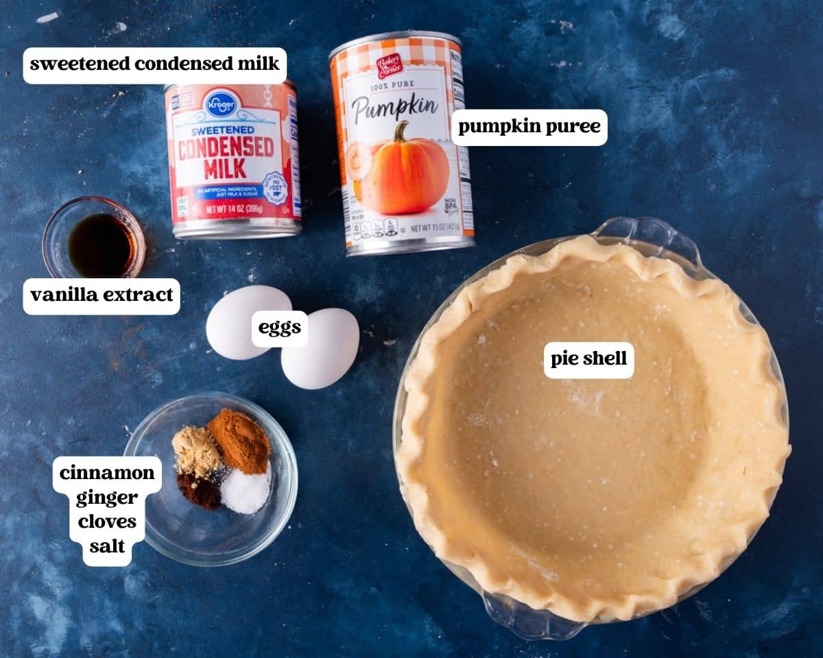 ingredients for pumpkin pie on a table