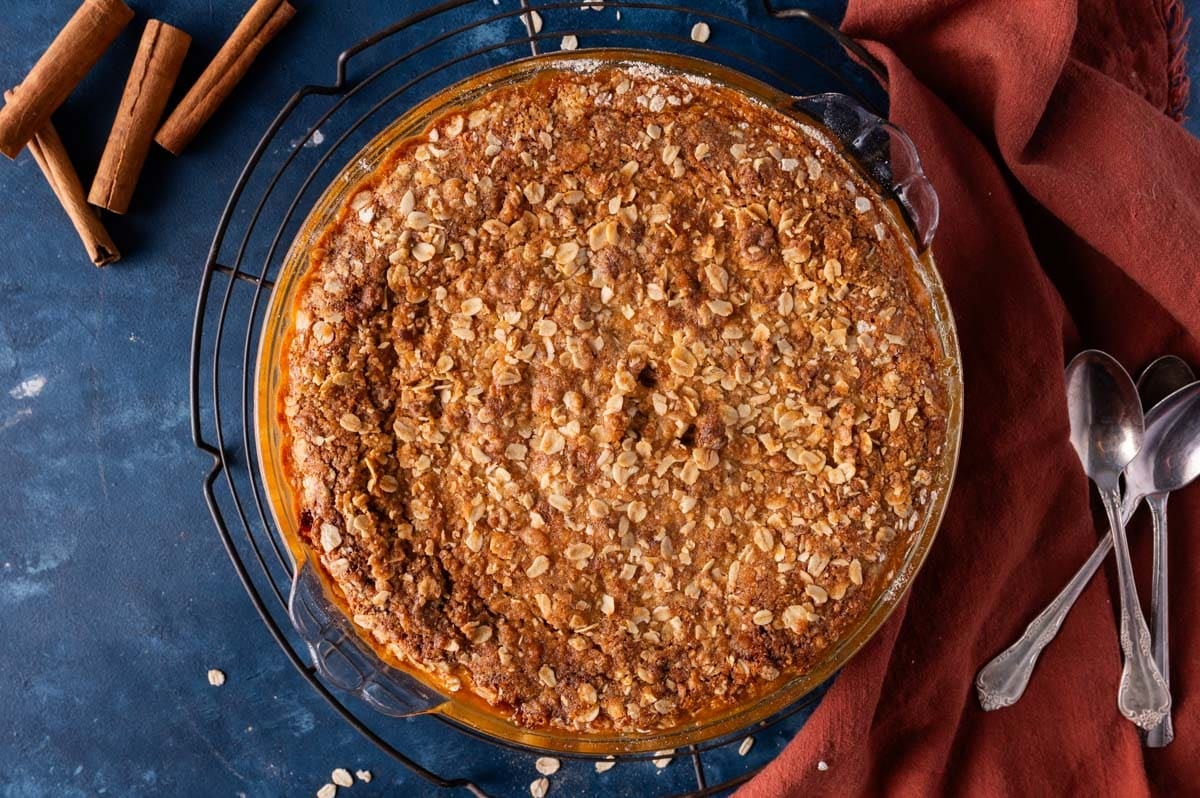 baked pumpkin crisp on a table