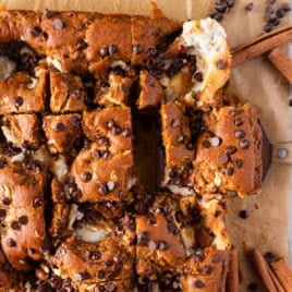 slices of pumpkin earthquake cake on a table