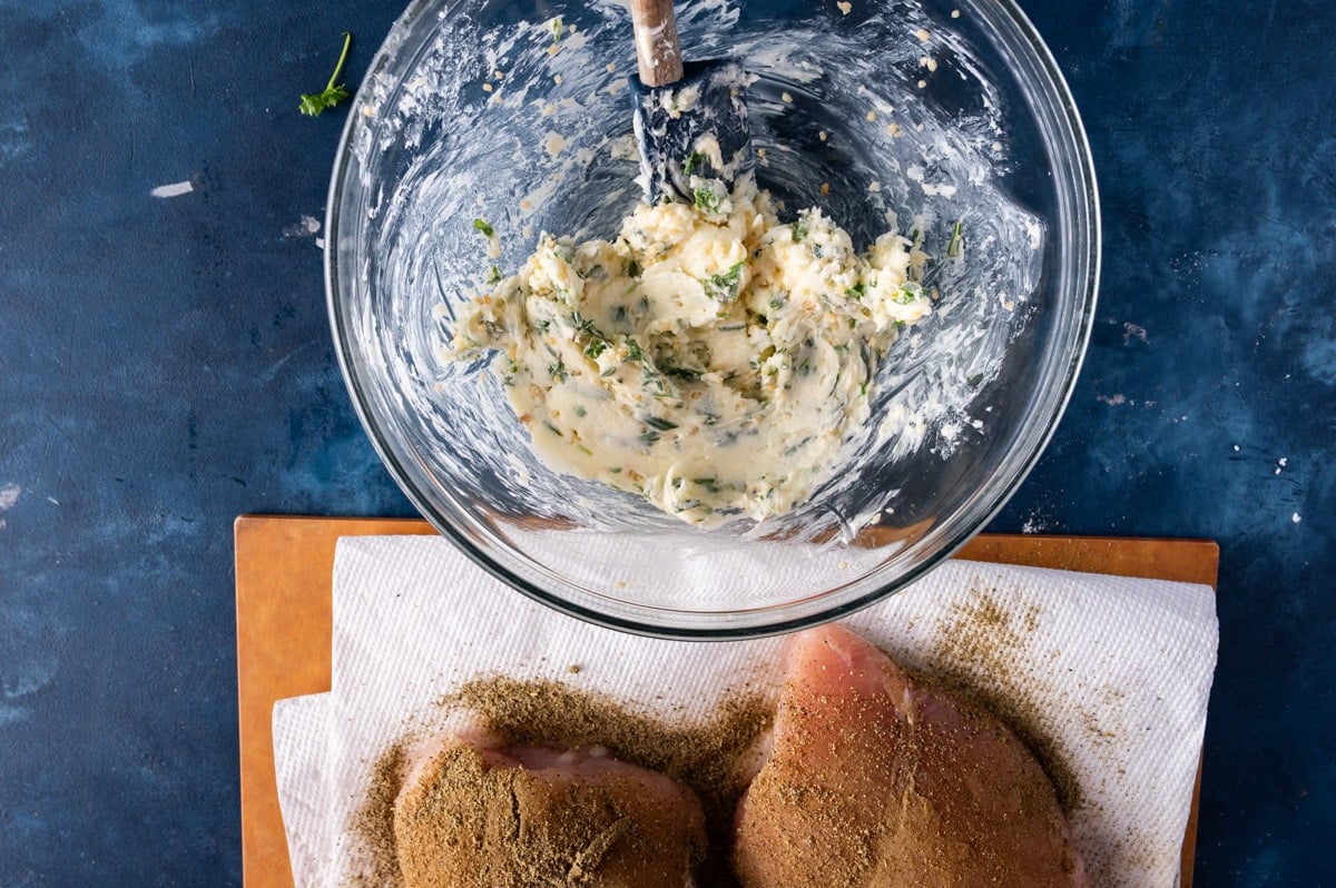 seasoned butter in a glass bowl