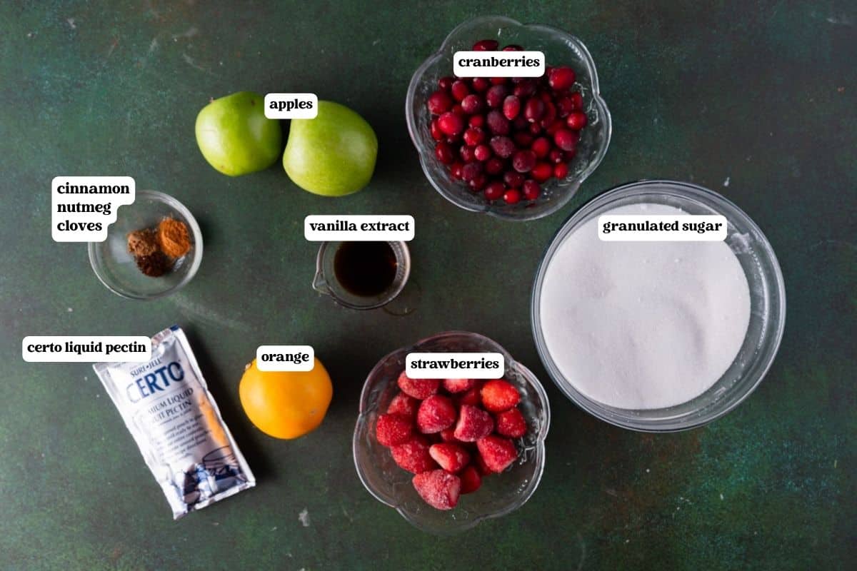 ingredients for christmas jam on a table
