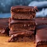 cake mix brownies with pudding on a table