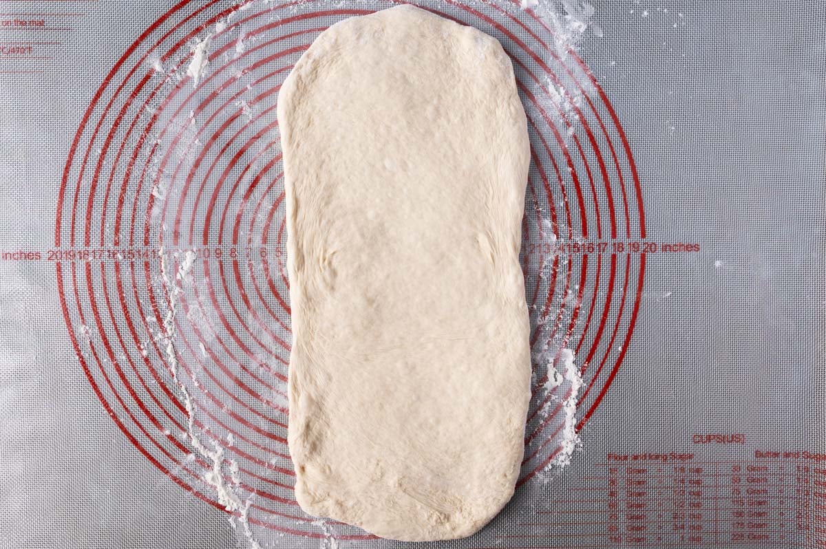 dough rolled out into a long rectangle