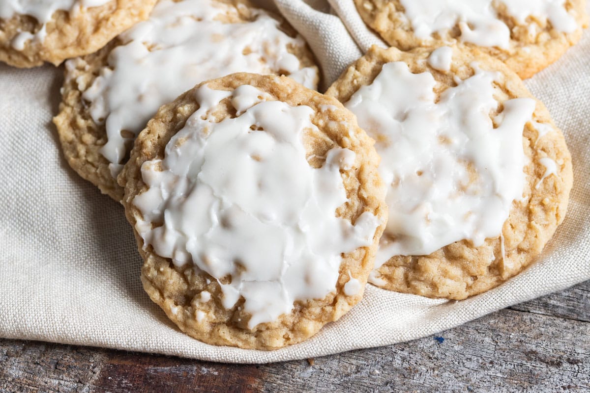 a plate of oatmeal coconut cookies on a table