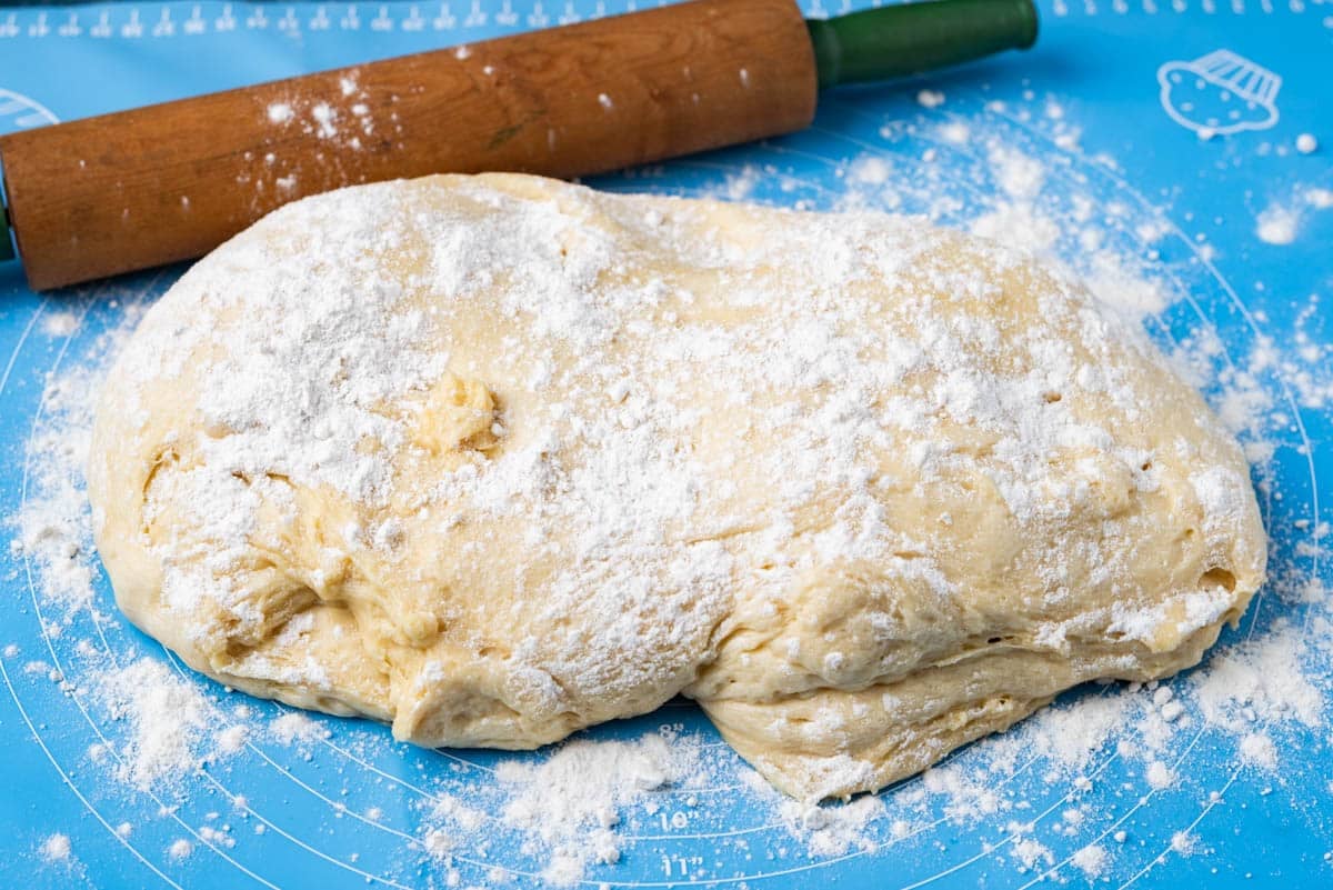 sweet roll dough on a table