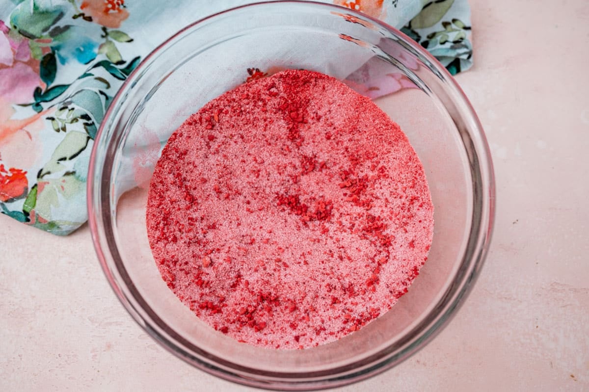 dried strawberry powder in a bowl