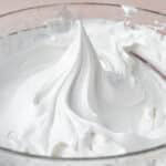 7 minute frosting in a bowl with a swirled peak
