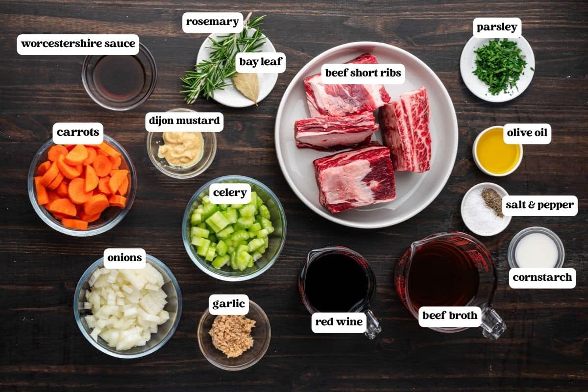 beef short ribs ingredients on a table