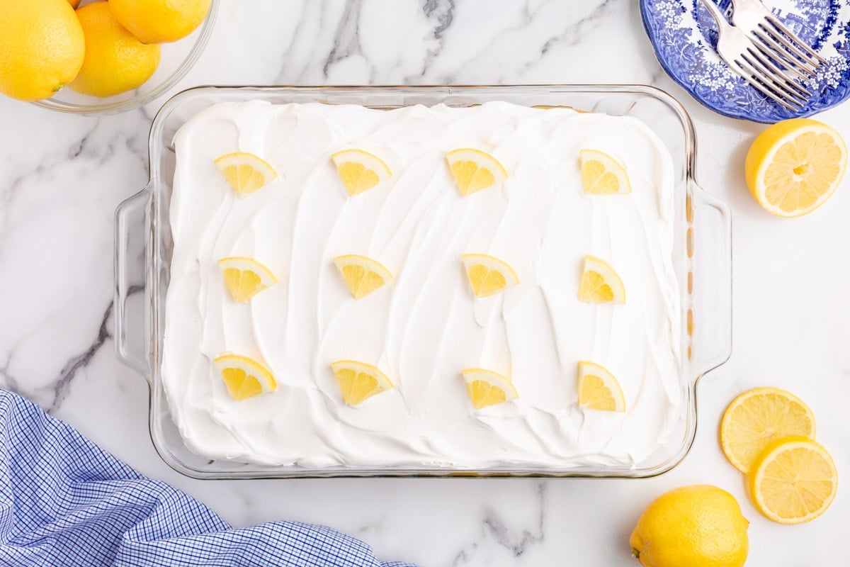 a lemon cake on a table