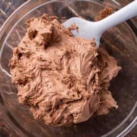 chocolate frosting in a bowl