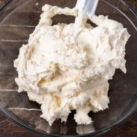 white vanilla buttercream in a bowl